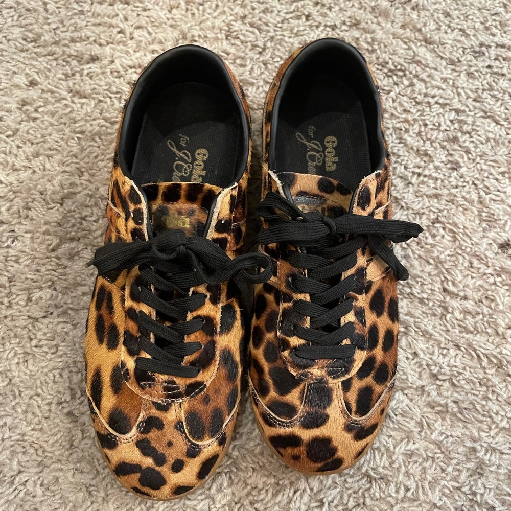 J. Crew Gola® Bullet sneakers in leopard calf hair with gum sole, size 7.5